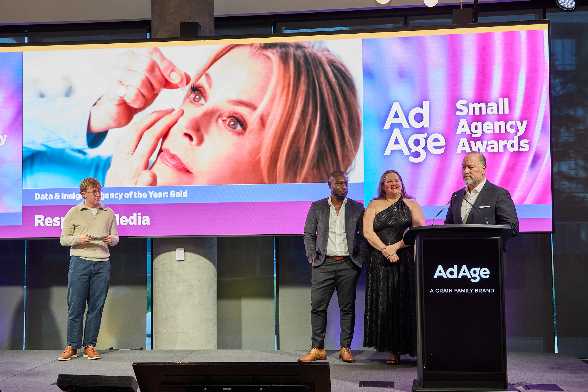 Response Media accepting the Ad Age Small Agency of the Year Award